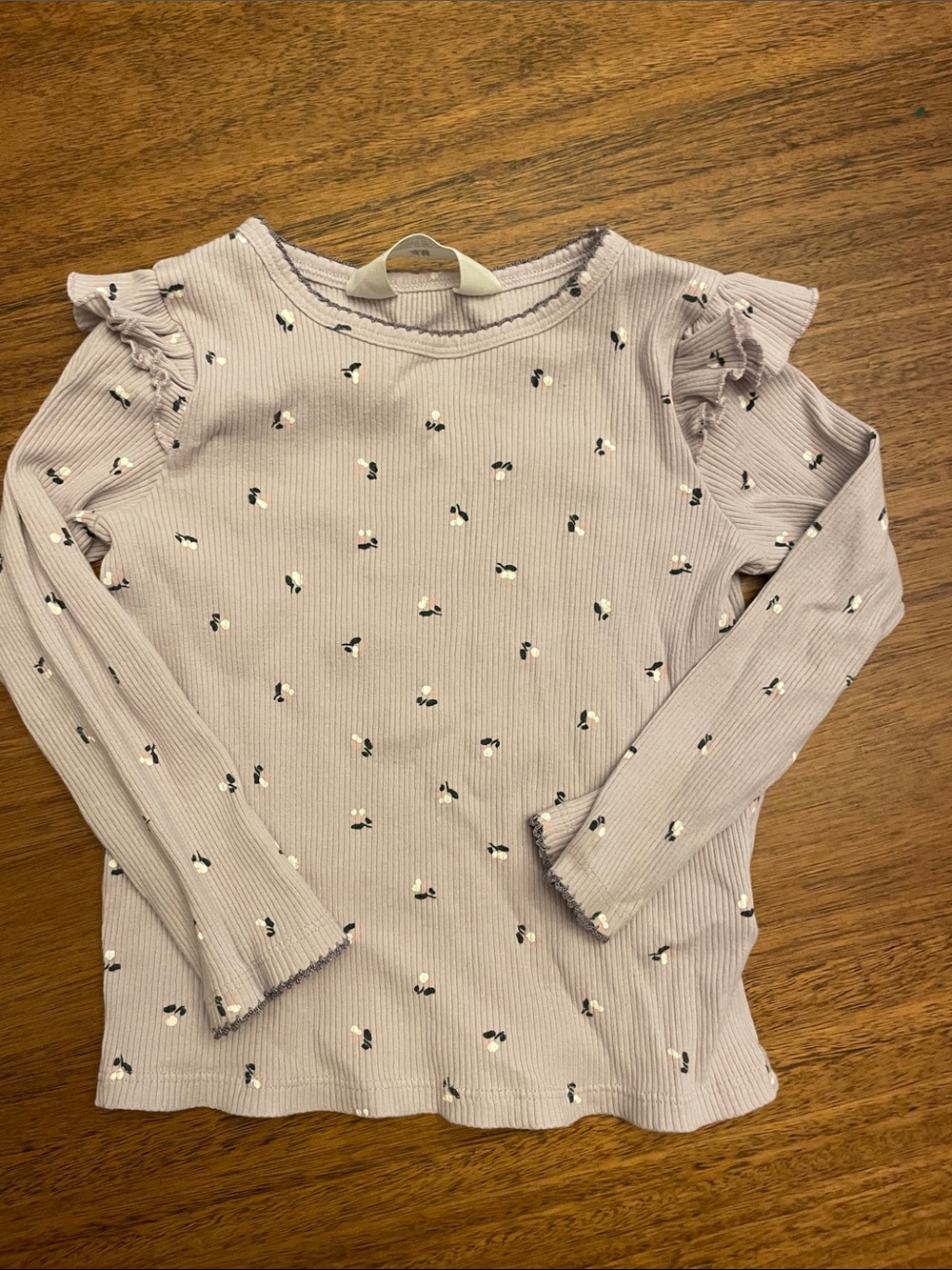H&M Lilac Long-Sleeve Ruffle Shoulder Tee